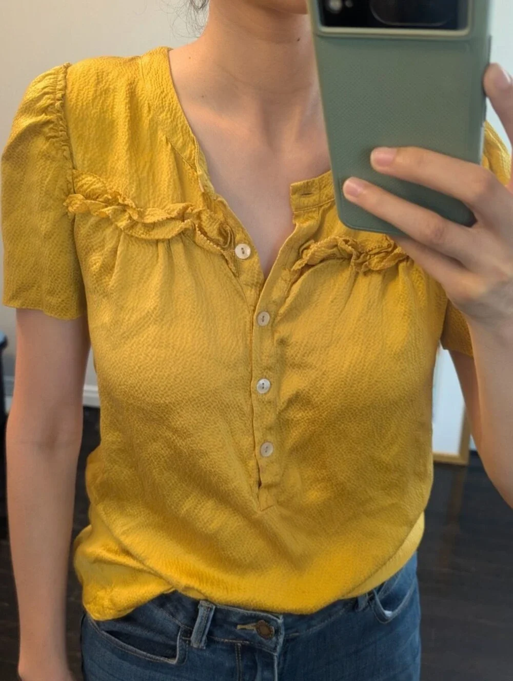Golden Yellow 100% Silk J Crew Blouse